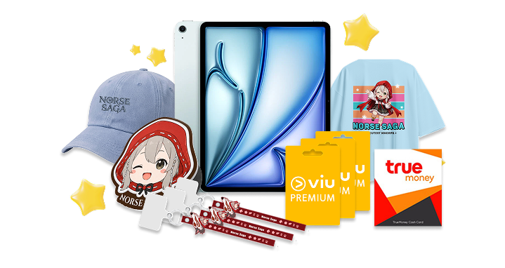 รางวัลใหญ่ iPad และของรางวัลรายสัปดาห์ใน Norse Saga